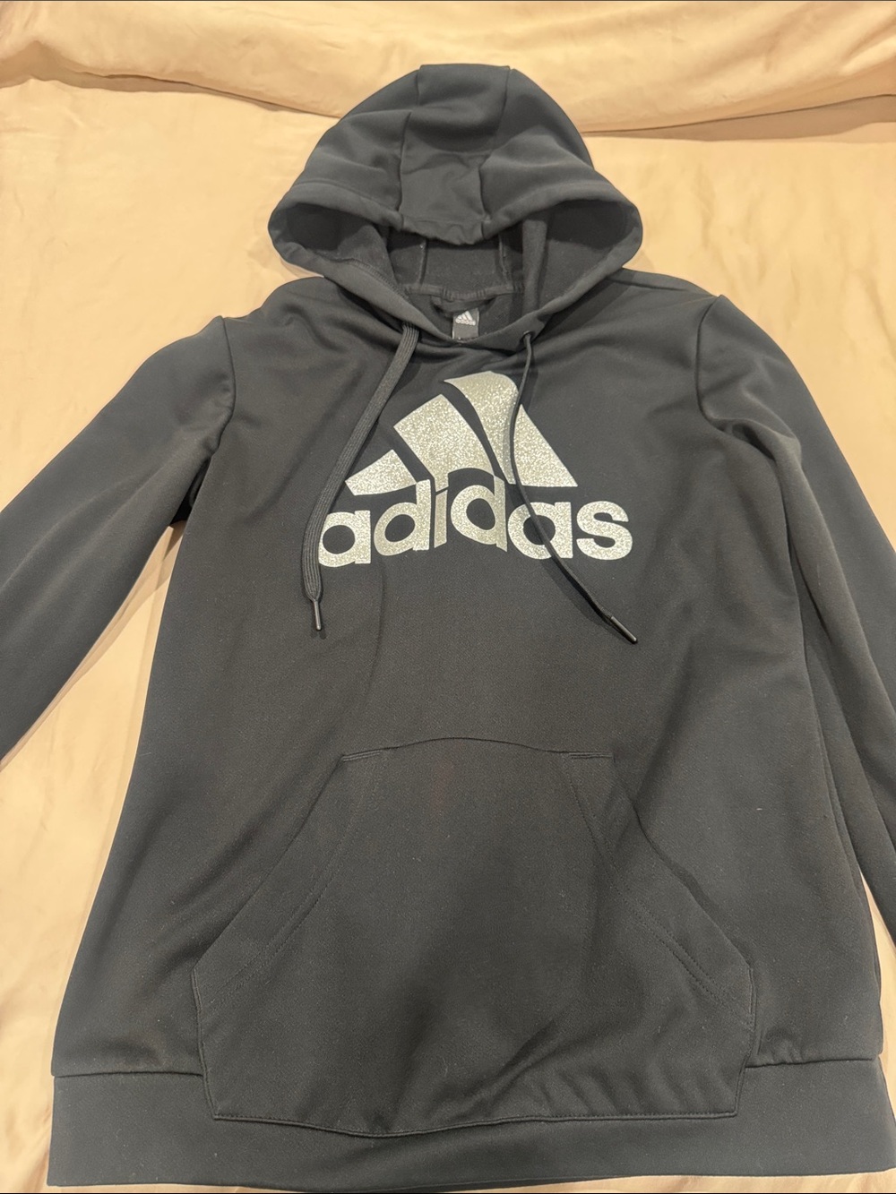 adidas Black Men's Hoodie with Silver Logo
